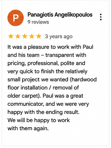 Google review for Superior Floors from Panagiotis Angelikopoulos
