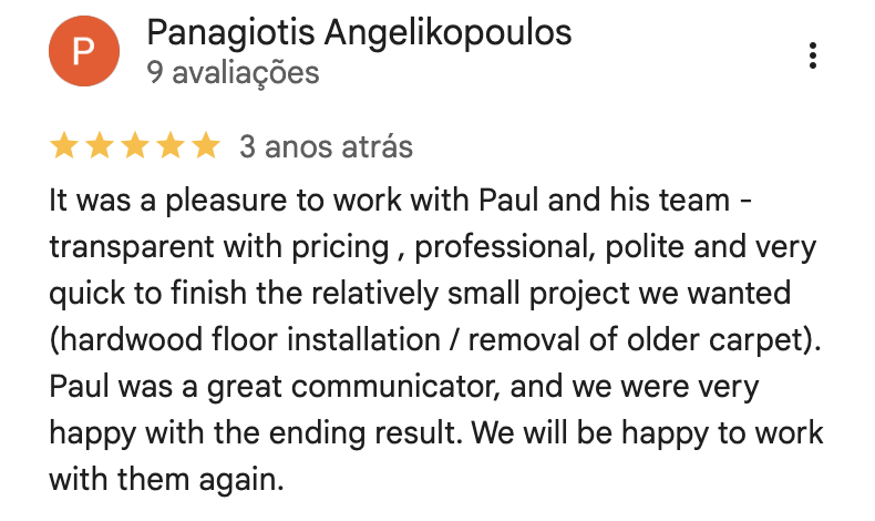 Google review for Superior Floors from Panagiotis Angelikopoulos