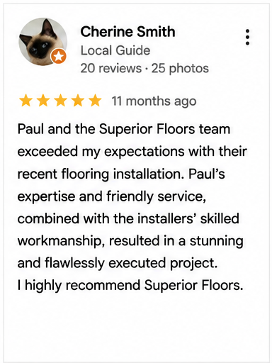Google review for Superior Floors from Cherine Smith