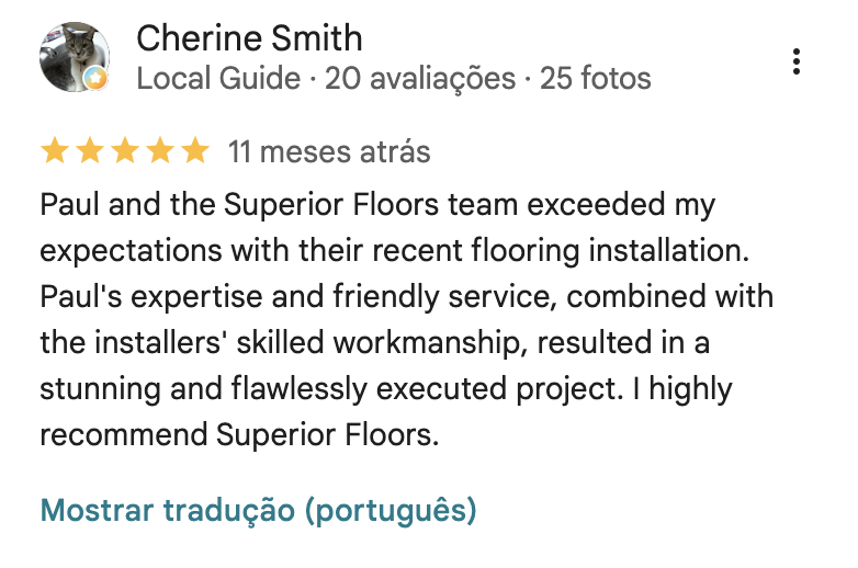 Google review for Superior Floors from Cherine Smith